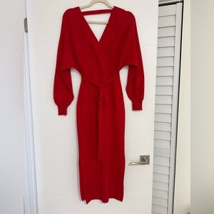Elegant Red Sweater Dress